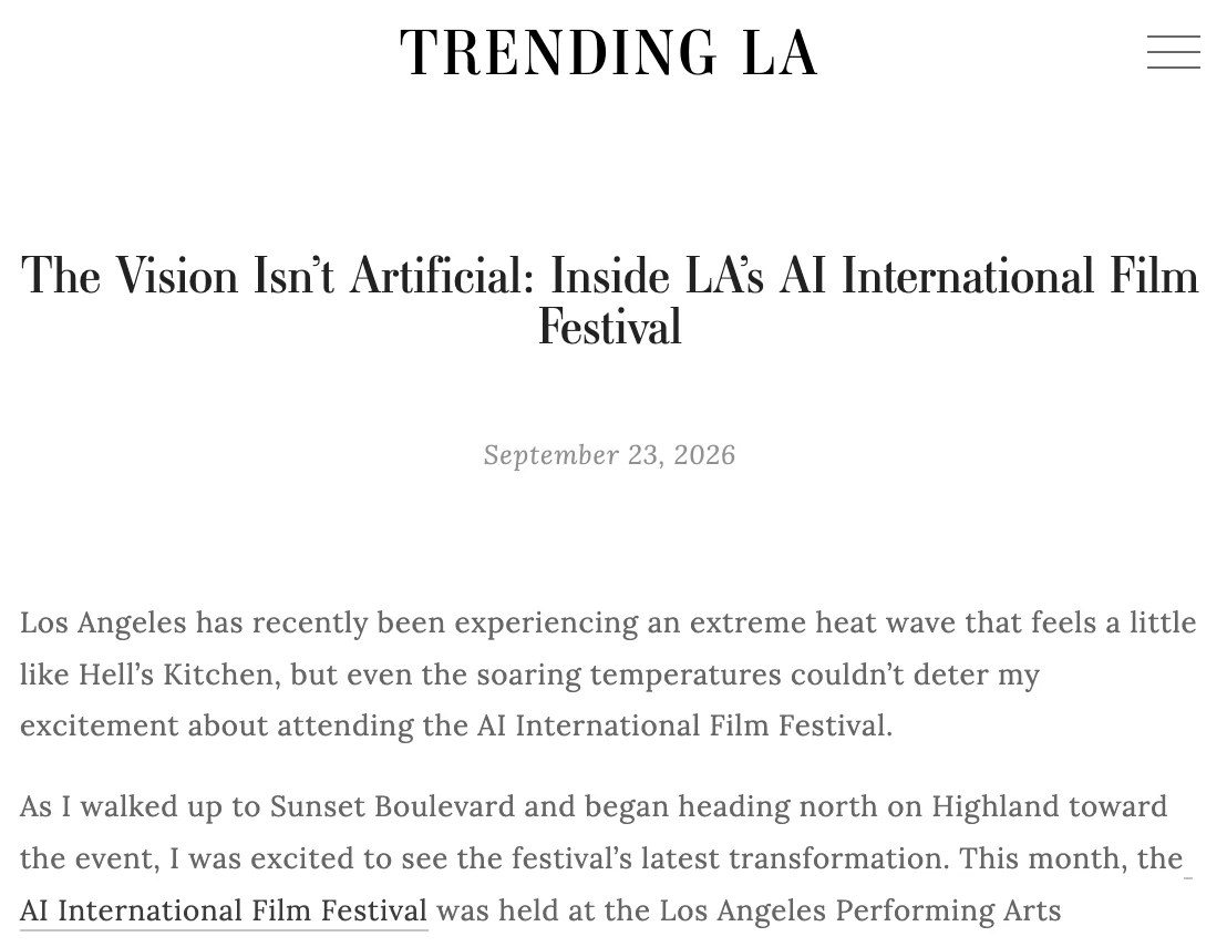 Trending LA: The Vision Isn&rsquo;t Artificial &mdash; Inside LA&rsquo;s AI International Film Festival