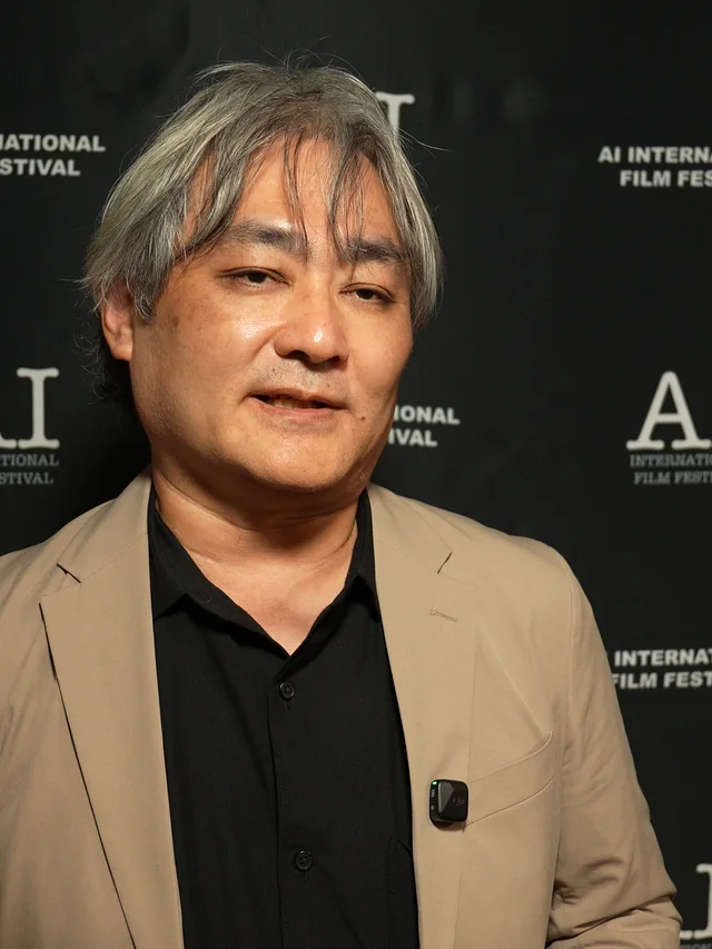 Takesumi Shindo interviewed at the step and repeat